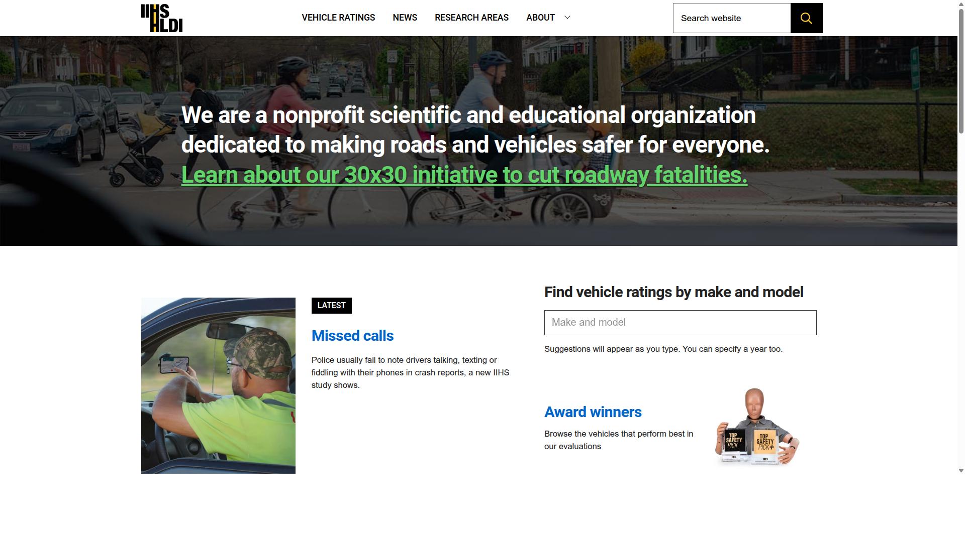Insurance Institute for Highway Safety website
